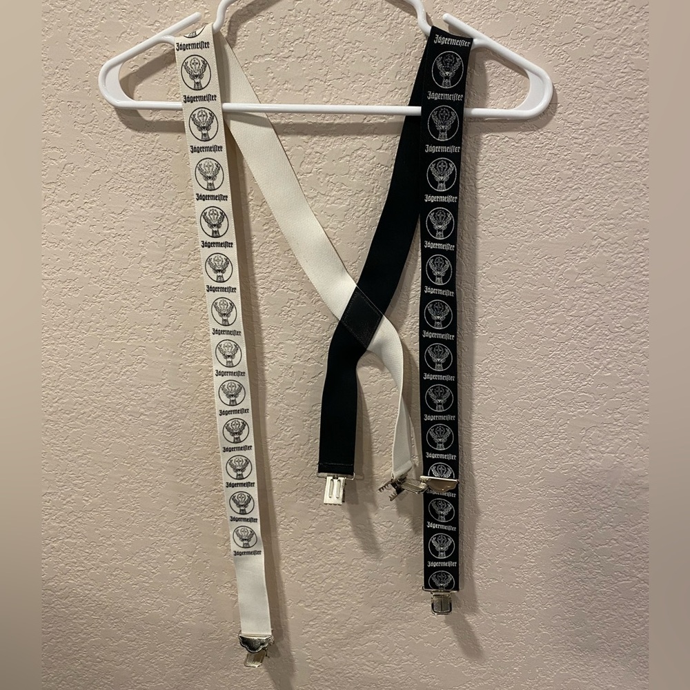 ☘️5 for $40☘️ Vintage Jäegermeister Black & White Logo Suspenders